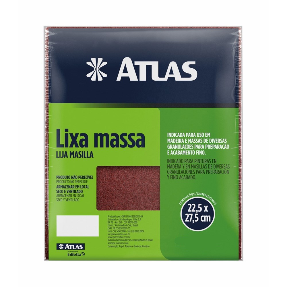 Lixa Massa e Madeira Grão 180 -  Atlas 10/180