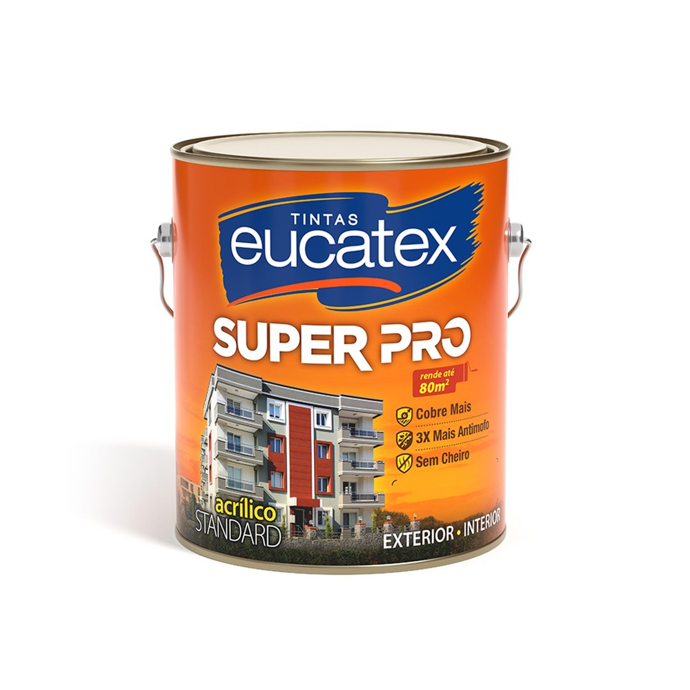 Tinta Acrílica Super Pro para Exterior e Interior Branco 3,6L - Eucatex Tintas