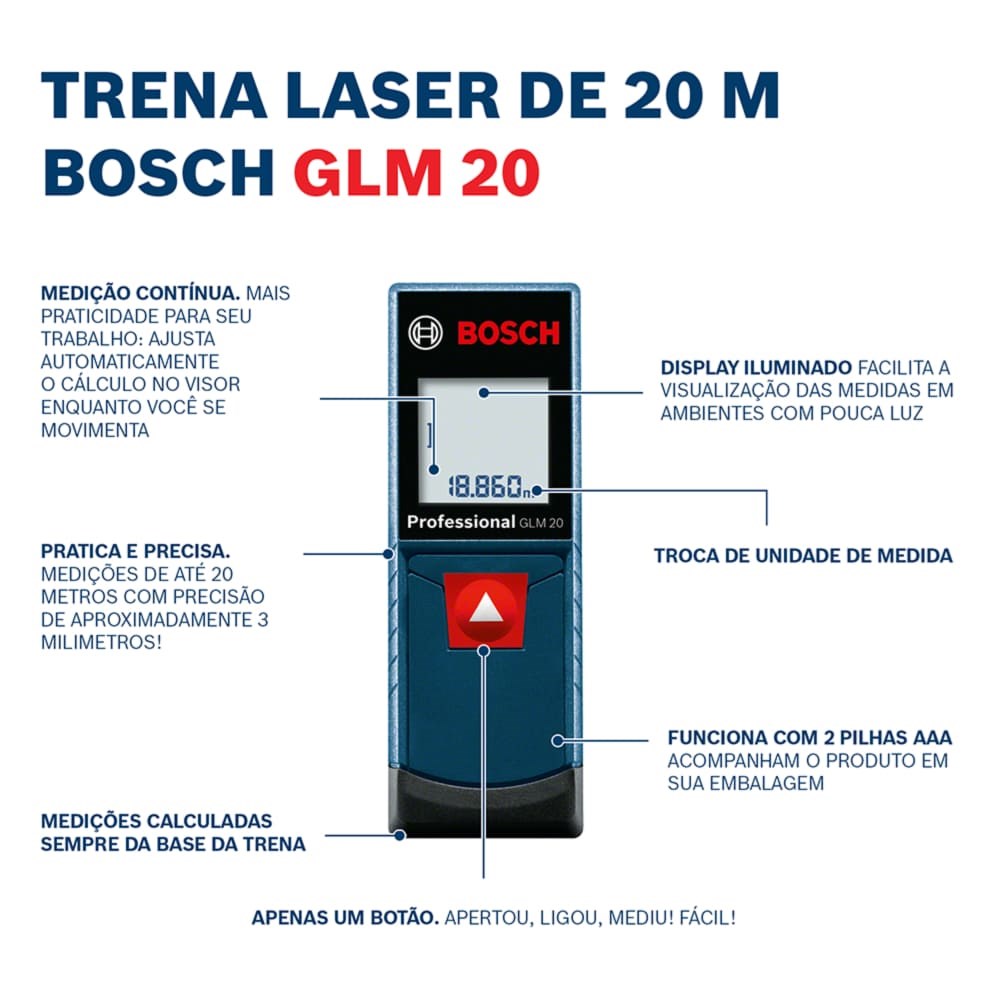 Trena Laser Profissional 20M GLM Bosch